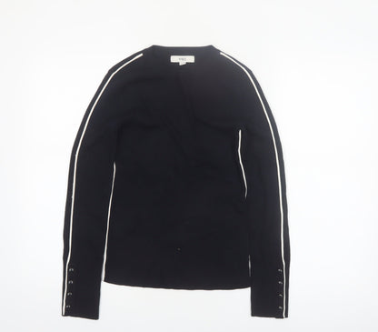 Marks and Spencer Women Black Size 8 Crew Neck Long Sleeve Pullover Jumper
