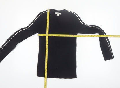Marks and Spencer Women Black Size 8 Crew Neck Long Sleeve Pullover Jumper