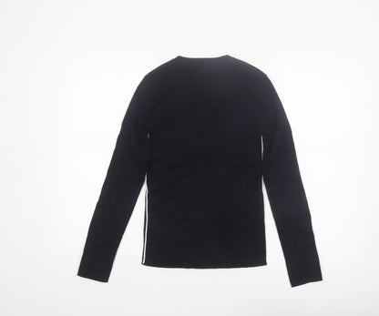 Marks and Spencer Women Black Size 8 Crew Neck Long Sleeve Pullover Jumper
