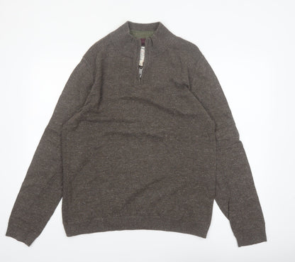 Fat Face Women Brown 100% Cotton Half Zip Jumper Size L