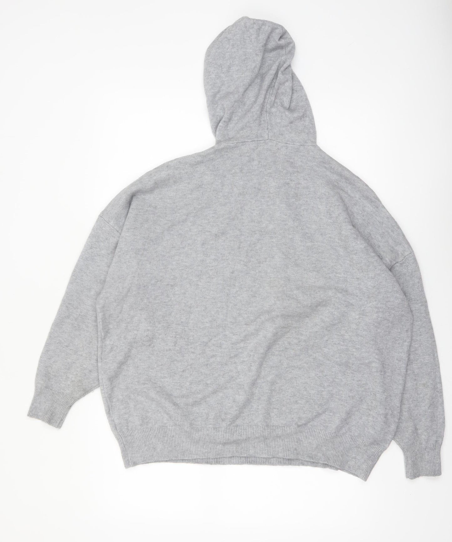 MOEWY Women’s Grey Sequin Star Hooded Pullover Jumper One Size