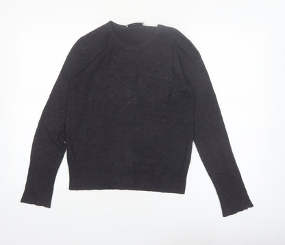 ZARA Women Black Crew Neck Knit Pullover Jumper Size 12