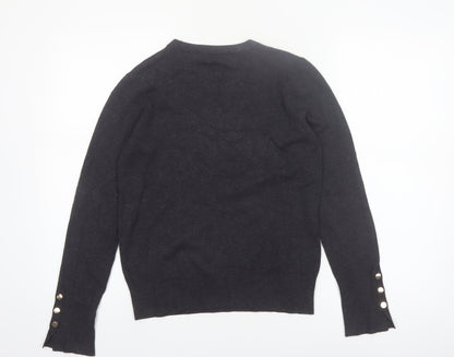 ZARA Women Black Crew Neck Knit Pullover Jumper Size 12