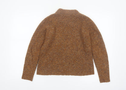 Warehouse Women Brown Wool Blend Crew Neck Pullover Jumper UK 8