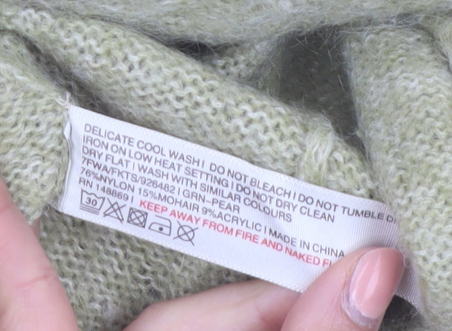 Fat Face Women's Green Mohair Blend Long Sleeve Open Cardigan UK 12