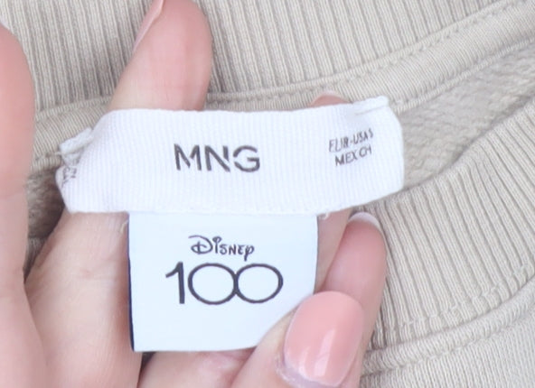 MNG x Disney Beige Womens Sweatshirt Size M Mickey Mouse 100 Years