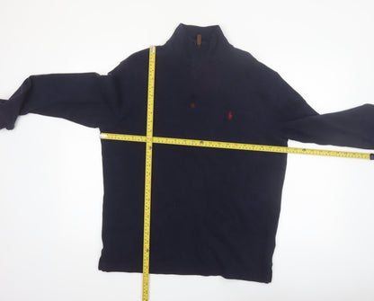Polo Ralph Lauren Men’s Blue 1/4 Zip Cotton Fleece Sweatshirt M