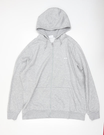 Slazenger Mens Grey 2XL Full Zip Fleece Hoodie