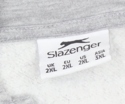 Slazenger Mens Grey 2XL Full Zip Fleece Hoodie