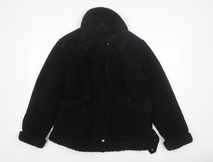 Topshop Womens Black Size 8 Shearling Lined Corduroy Jacket