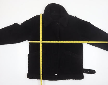 Topshop Womens Black Size 8 Shearling Lined Corduroy Jacket