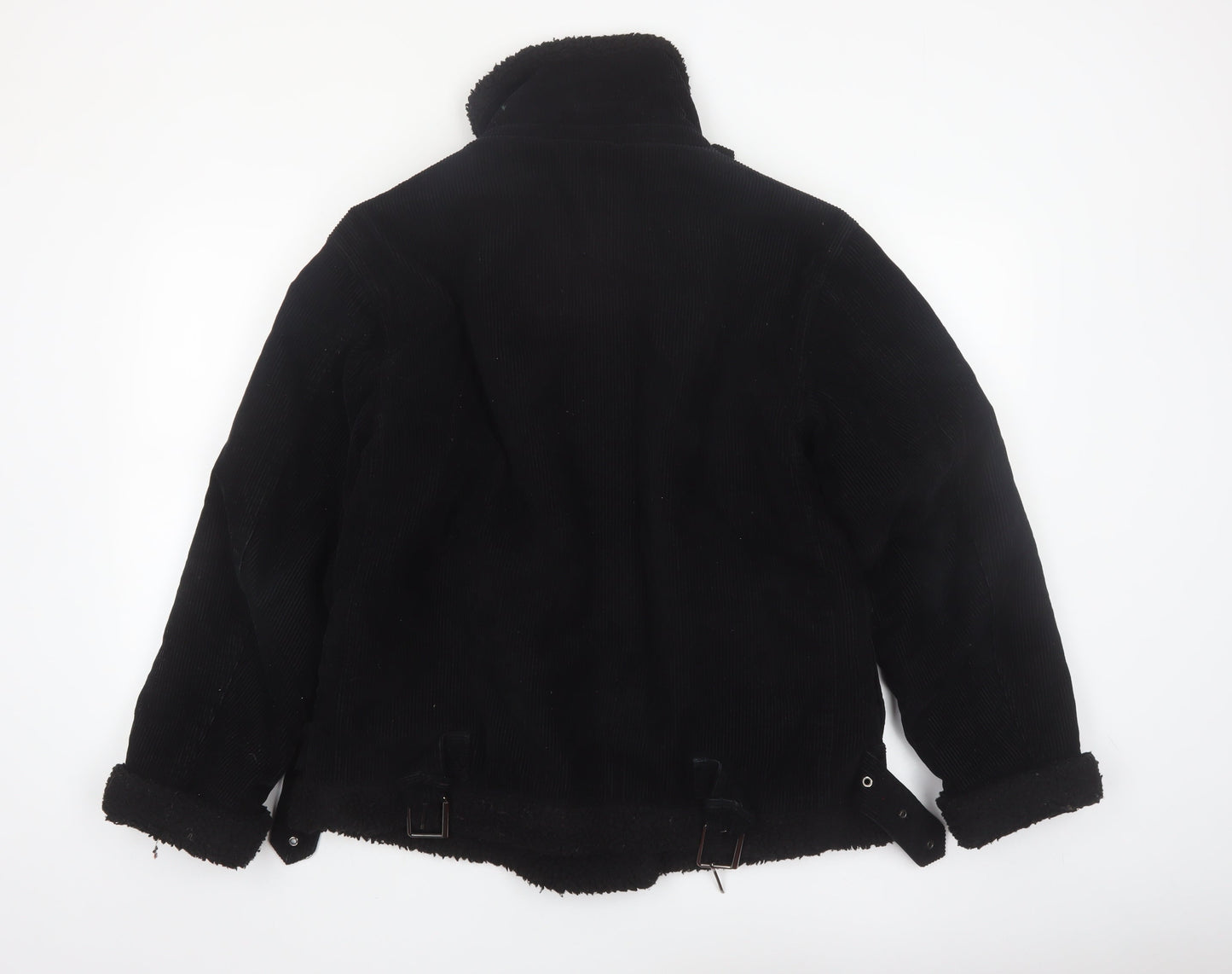 Topshop Womens Black Size 8 Shearling Lined Corduroy Jacket