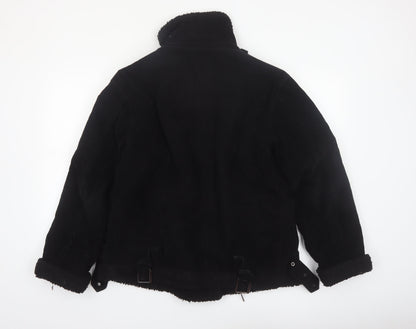 Topshop Womens Black Size 8 Shearling Lined Corduroy Jacket