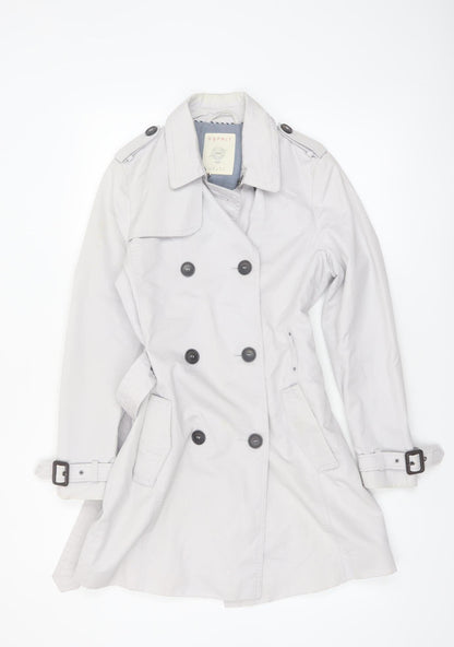 Esprit Women's Beige Trench Coat Size 8 Belted Classic Mid-Length