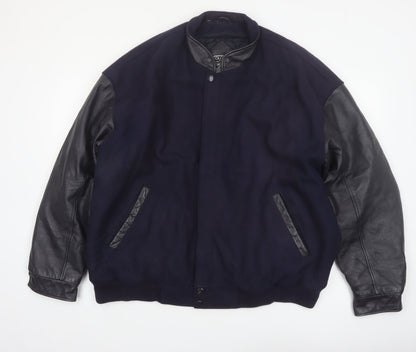 Outer Boundary Men's Navy Wool Leather Varsity Jacket XL