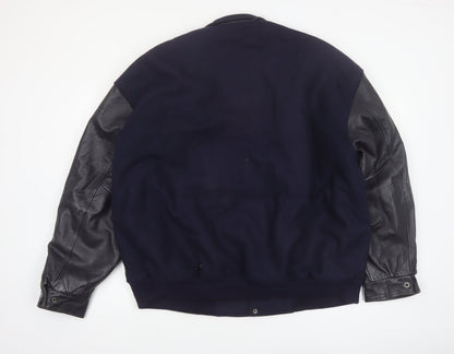Outer Boundary Men's Navy Wool Leather Varsity Jacket XL