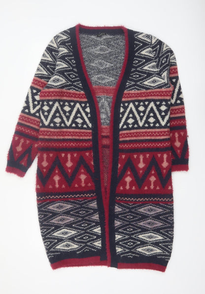 Roman Women’s Red Black Aztec Knit Cardigan Size 14