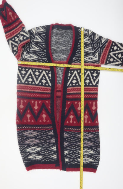 Roman Women’s Red Black Aztec Knit Cardigan Size 14