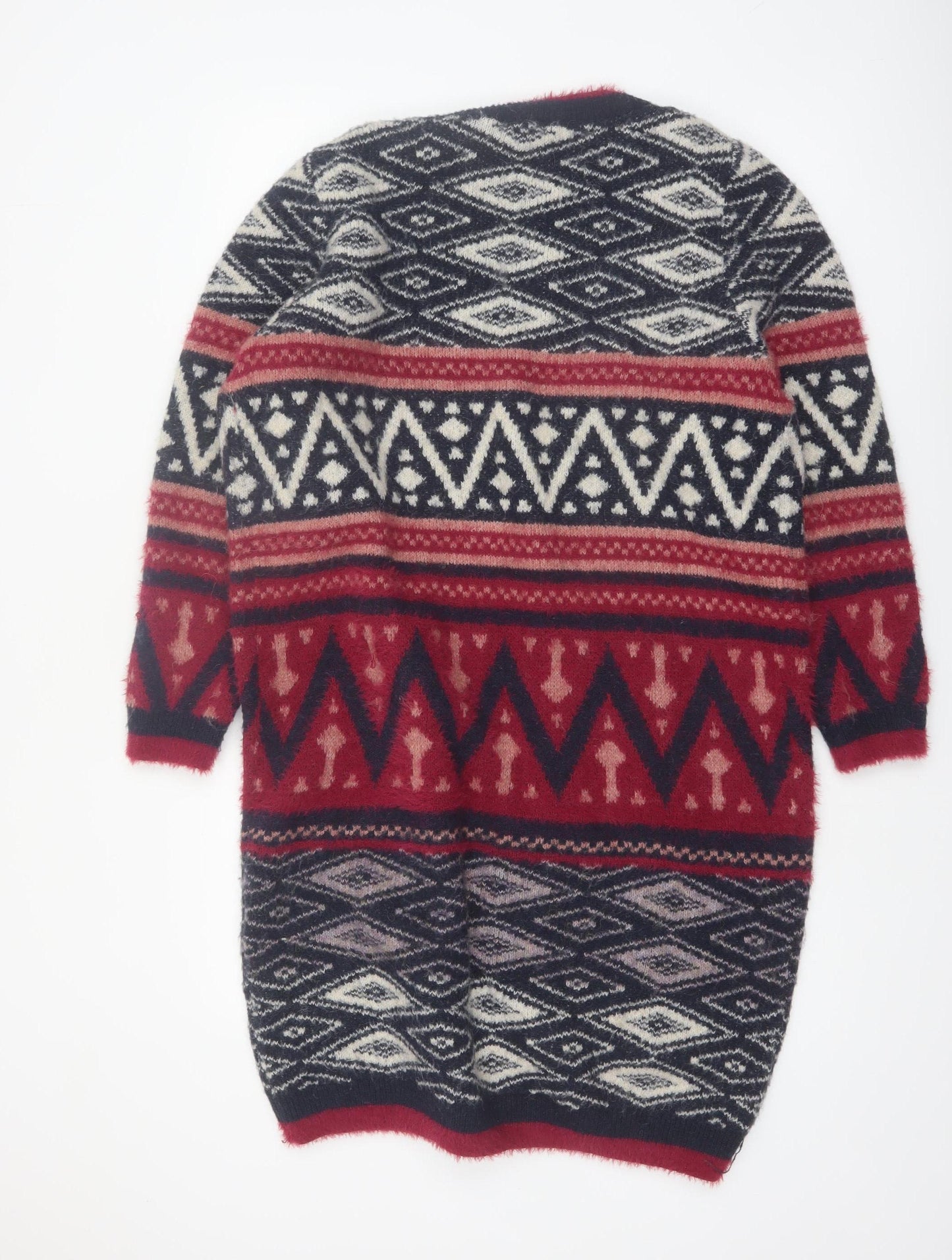 Roman Women’s Red Black Aztec Knit Cardigan Size 14