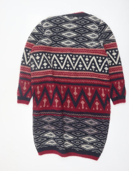 Roman Women’s Red Black Aztec Knit Cardigan Size 14