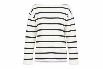 Zara Women White Striped Boat Neck Long Sleeve Pullover Size 8
