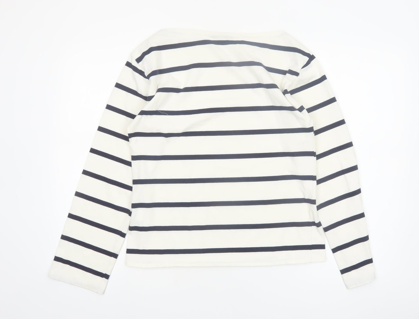 Zara Women White Striped Boat Neck Long Sleeve Pullover Size 8