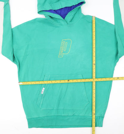 Reebok Mens Green Pullover Hoodie Medium Retro Sportswear