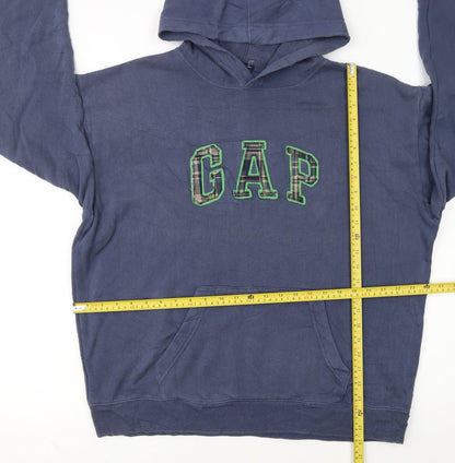 GAP Mens Blue Pullover Hoodie L Fleece Logo Sweatshirt