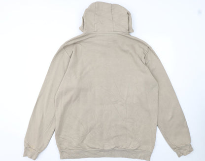 Adidas Mens Beige Hoodie Large Pullover Cotton Blend Classic Style
