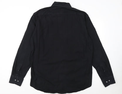 Hugo Boss Men's Black Regular Fit Easy Iron Long Sleeve Shirt 43