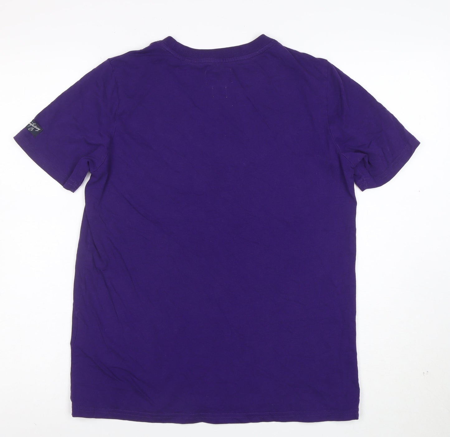 Superdry Womens Purple Logo T-Shirt UK 8 Short Sleeve Cotton Top