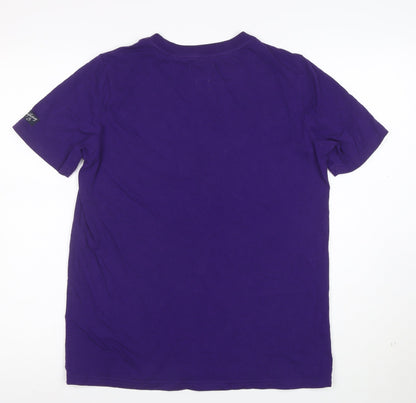 Superdry Womens Purple Logo T-Shirt UK 8 Short Sleeve Cotton Top