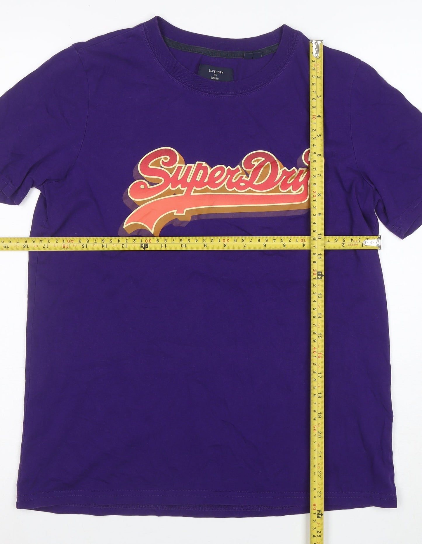 Superdry Womens Purple Logo T-Shirt UK 8 Short Sleeve Cotton Top