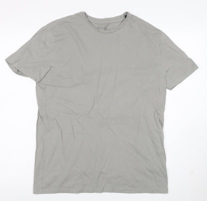 AllSaints Men Grey Cotton Crew Neck Short Sleeve T-Shirt Size M