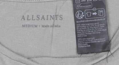 AllSaints Men Grey Cotton Crew Neck Short Sleeve T-Shirt Size M