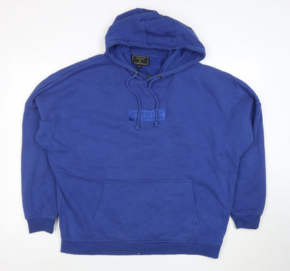 SikSilk Men's Blue Pullover Hoodie Size M Regular Fit Logo Fleece