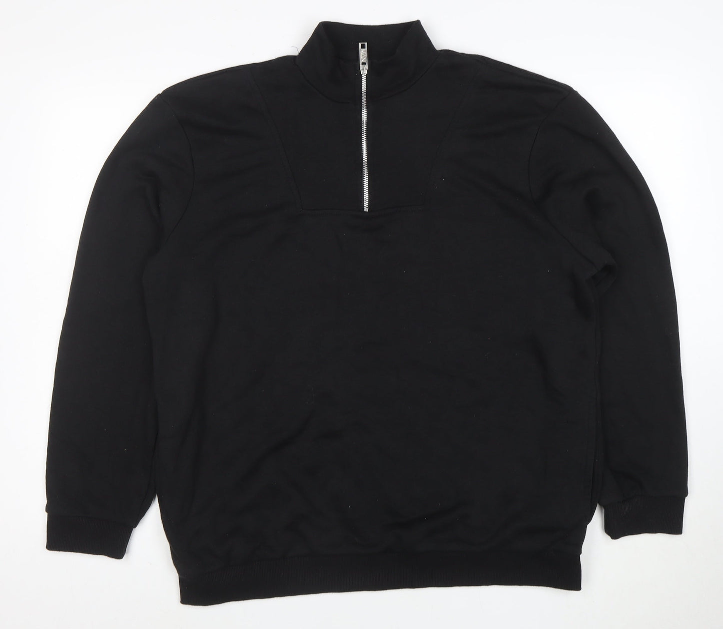 boohooMAN Men’s Black Small 1/2 Zip High Neck Pullover Sweatshirt