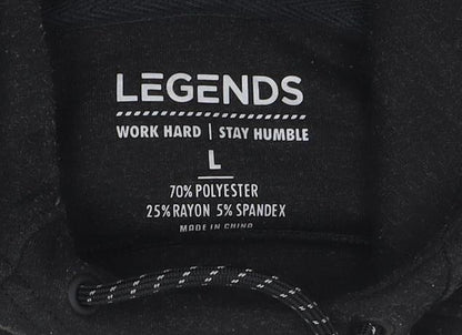 Legends Mens Black L Pullover Hoodie with Logo High Neck