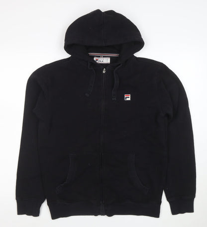 FILA Men's Black Full Zip Hoodie M Sports Cotton Blend