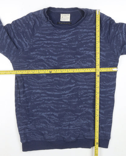 Selected Homme Men’s Blue Crew Neck Cotton Blend Sweatshirt M