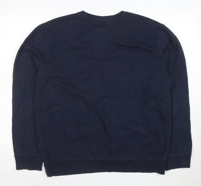 Timberland Men's Blue XL Crew Neck Logo Sweatshirt Pullover
