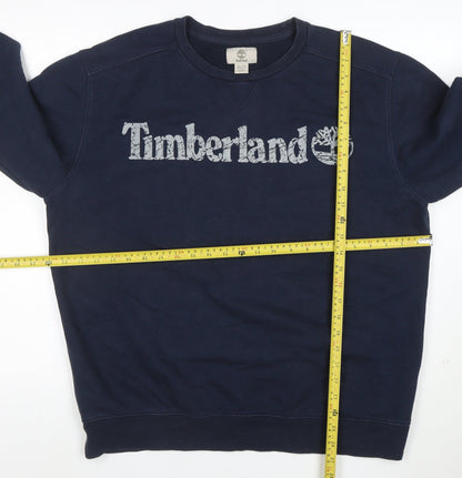 Timberland Men's Blue XL Crew Neck Logo Sweatshirt Pullover
