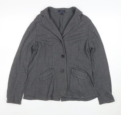 Lands' End Women's Grey Wool Knit Blazer Jacket Size S