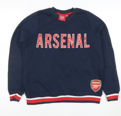 Arsenal Boys Navy Sweatshirt 12-13 Years Pullover Cotton Blend Crew Neck