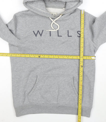 Jack Wills Womens Grey Hoodie UK 10 Pullover Logo Cotton Blend