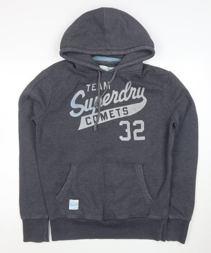 Superdry Mens Grey Medium Pullover Hoodie Team Comets Graphic