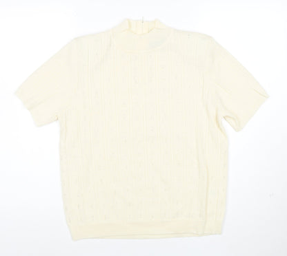 Alfred Dunner Women's Ivory Petite Mock Neck Short Sleeve Jumper L
