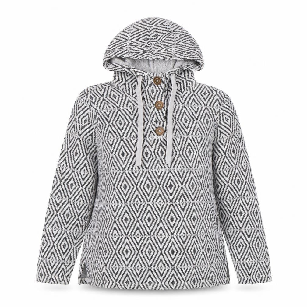 FatFace Womens Grey Geometric Hoodie Size M Cotton Blend