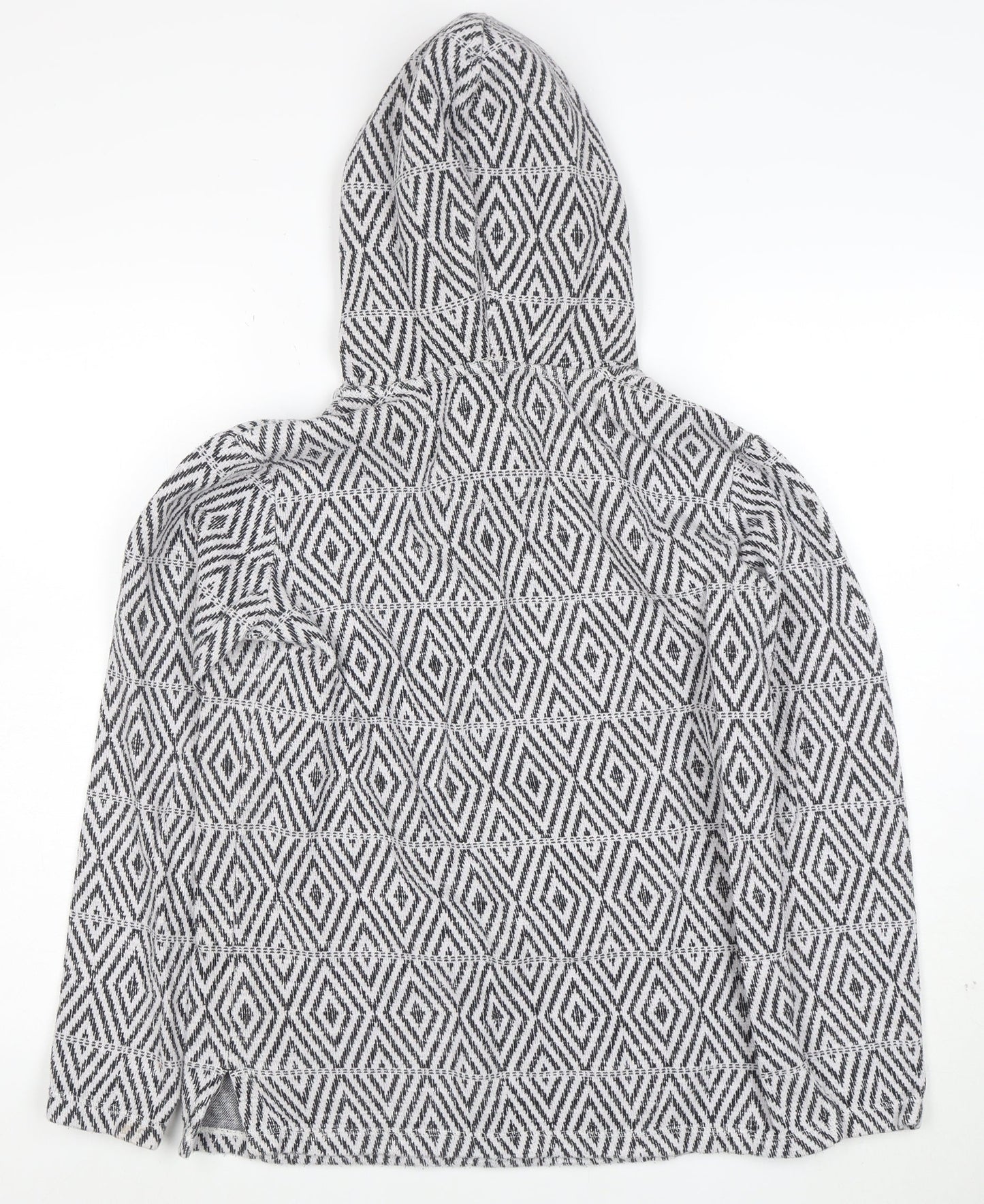 Fat Face Womens Grey Geometric Hoodie Size M Cotton Blend