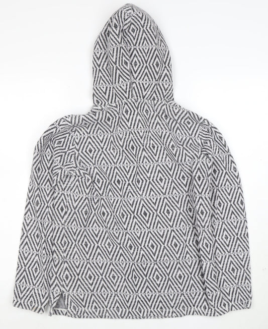 Fat Face Womens Grey Geometric Hoodie Size M Cotton Blend
